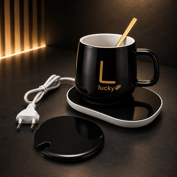 ماگ حرارتی سرامیکی 400 میلی لیتری LUCKY لیوان هیتر دار برقی همراه گرمکن
